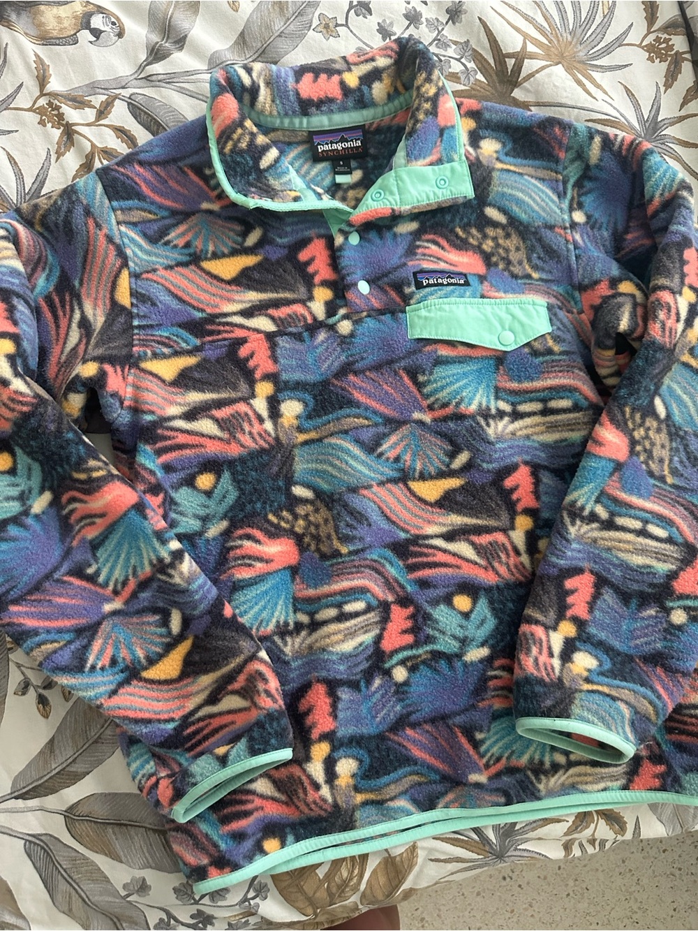 Patagonia Joy Pitch Synchilla Fleece Jacket Women Size Medium Pastel Aztec